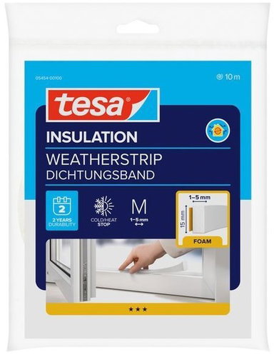 tesa® Insulating self-adhesive foam gasket, 10 m × 15 mm × 6 mm, white - Window Seals - Main image