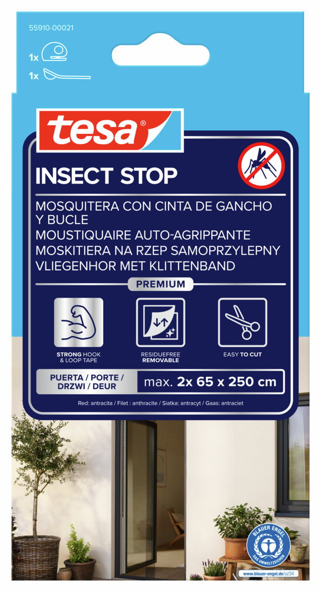 tesa Szúnyogháló COMFORT, ajtóra, antracit