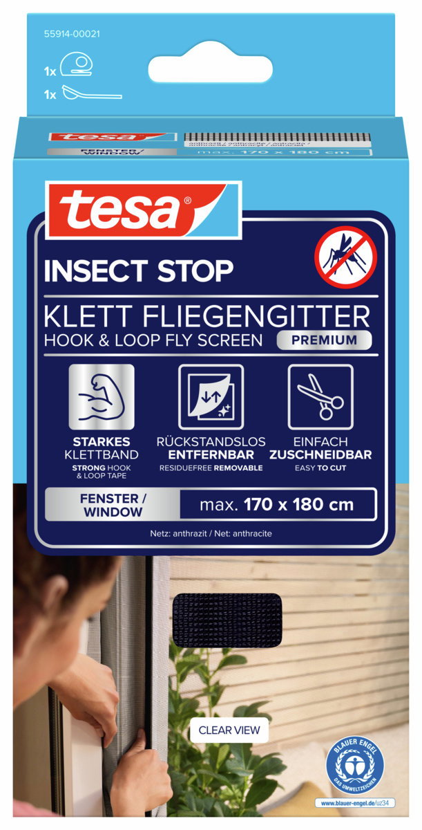 tesa Szúnyogháló COMFORT, ablakra, antracit