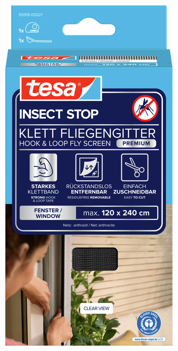 tesa Szúnyogháló COMFORT, francia ablakra, antracit