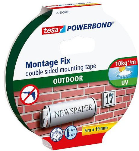 tesa Powerbond Double-Sided Foam Mounting Tape for Exterior, white, 5m:19mm - Duct Tape - Main image