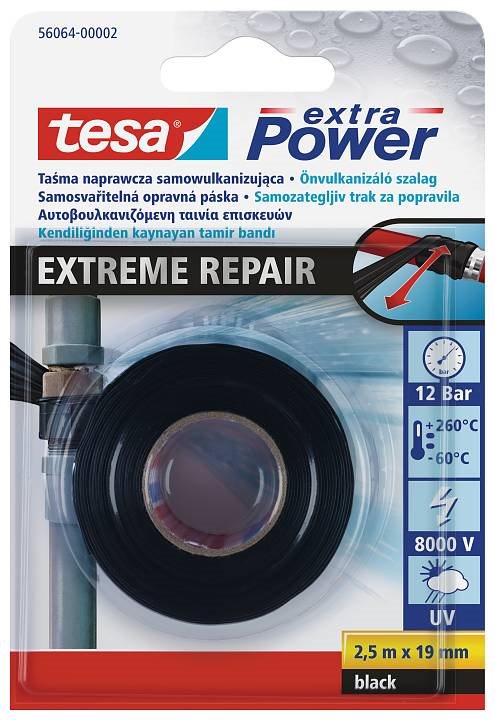tesa EXTREME REPAIR, butil, önvulkanizáló, UV-álló, fekete, 2,5m:19mm