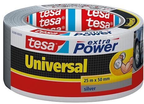 tesa Extra Power Universal, Textile, Silver, 25m: 50mm - Duct Tape - Main image
