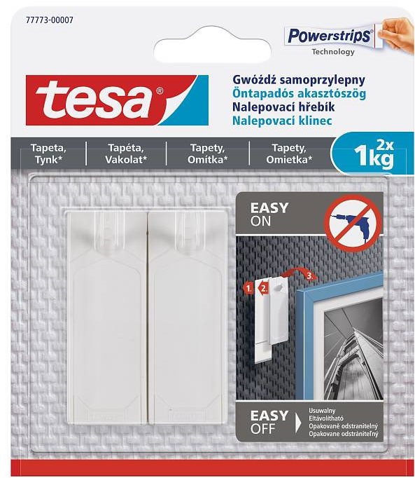 tesa Öntapadós akasztószög tapétára és vakolatra 1 kg