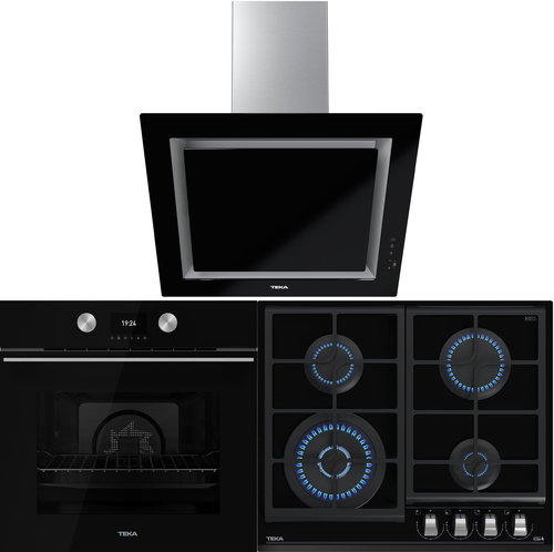 TEKA HLB 8600 U-Black + TEKA GZC 64320 U-Black + TEKA DLV 68660 U-Black - Oven, Cooktop & Kitchen Hood Set - Main image
