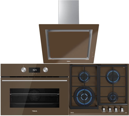 TEKA HLC 8400 U-Brick Brown + TEKA GZC 64320 U-Brick Brown + TEKA DLV 68660 U-Brick Brown - Oven, Cooktop & Kitchen Hood Set - Main image