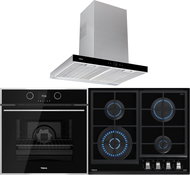 TEKA HLB 880 Black + TEKA GZC 64320 U-Black + TEKA DLH 686 T Black - Oven, Cooktop & Kitchen Hood Set