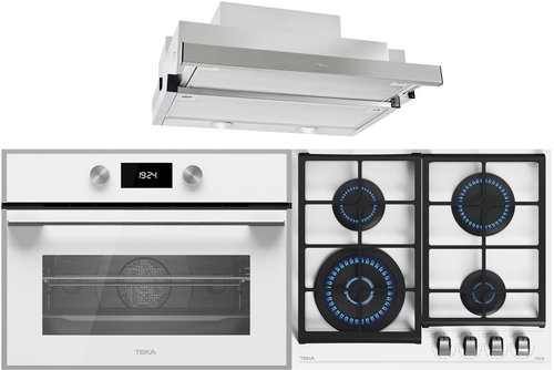 TEKA HLC 844 C White + TEKA GZC 64321 U-White + TEKA CNL 6610 SS - Oven, Cooktop & Kitchen Hood Set - Main image