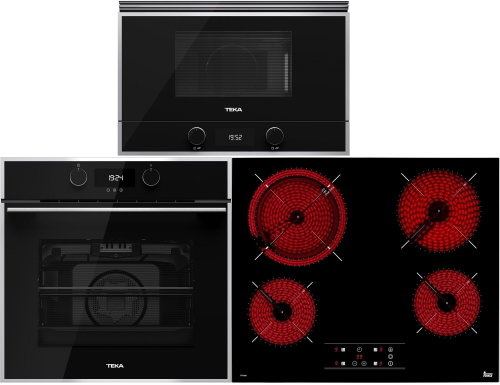 TEKA ML 822 BIS BK + TEKA HLB 840 Black + TEKA TR 6420 - Oven, Cooktop and Microwave Set - Main image