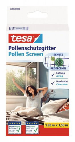 TESA Window pollen net, Ecarf certified, Velcro, 1.3 m × 1.5 m, anthracite - Insect Screen - Main image