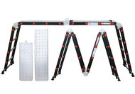 TEXIM Žebřík multifunkční s podlážkou a kolečky BLACK PREMIUM 4×4 473 cm - Žebřík