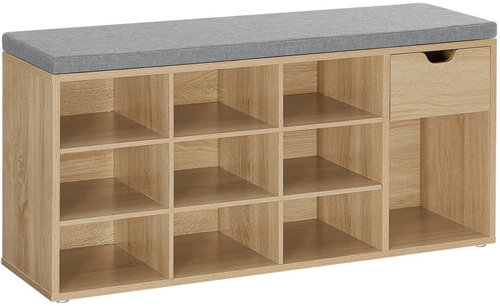 TEXTILOMANIA Weso Sonoma Shoe rack with bench with grey seat and drawer 104 × 30 × 48 cm - Shoe Rack - Main image