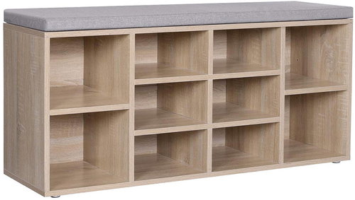 TEXTILOMANIA Weso Sonoma Shoe rack with bench with grey seat 104 × 30 cm - Shoe Rack - Main image
