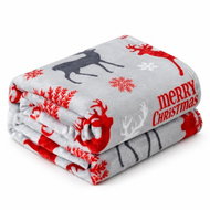 Textilomanie Vánoční mikroplyšová deka MERRY CHRISTMAS DEER šedá 160 × 200 cm - Blanket
