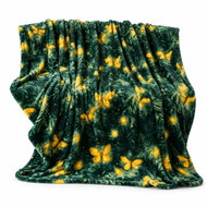Textilomanie Mikroplyšová deka YELLOW BUTTERFLY tmavě zelená 160 × 200 cm - Blanket