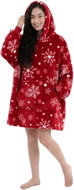 Textilomanie Beránková mikinová deka s rukávy a kapucí SNOWFALL červená - Wearable Blanket