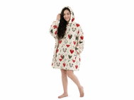 Textilomanie Beránková mikinová deka s rukávy a kapucí WINTER HEARTS barevná - Wearable Blanket