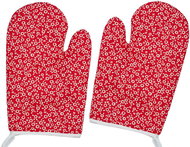 Textilomanie set of red potholders with magnet, flowers - Oven Mitt