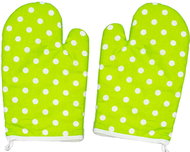 Textilomanie set of green potholders with magnet, polka dots - Oven Mitt