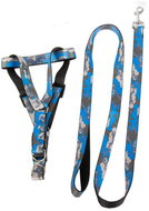 TEXTILOMANIE Elmo Postroj s vodítkem pro psa/kočku šedo-modrý - Postroj