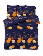 TEXTILOMANIE Microfiber bed linen PUMPKIN NIGHT dark blue 70 × 80 cm / 140 × 200 cm - Bed Linen