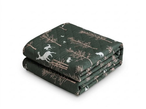 Textilomanie Oak deer, 220 × 240 cm, dark green - Bed Cover - Main image