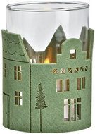 TEXTILOMANIA Glass candle holder Green Houses 13 cm green - various variants - Candlestick