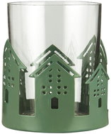 TEXTILOMANIA Green round candle holder with motif of houses Luminaire - Candlestick
