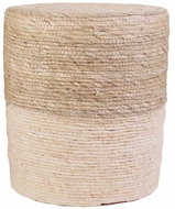 TEXTILOMANIE Knitted stool MALAMI, white - beige - Ottoman