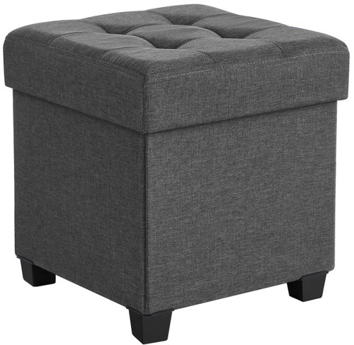 TEXTILOMANIE Folding stool with storage OSCAR 38 × 38 cm, grey - Ottoman - Main image