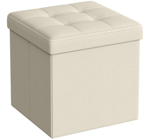 TEXTILOMANIE Taburette with storage OTTOMAN 30 × 30 cm, cream - Ottoman - Main image
