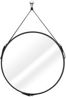 TEXTILOMANIE Esha round, with leather handle, black, 60 cm - Mirror
