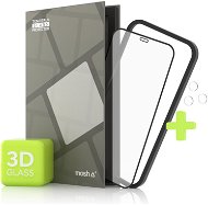 Tempered Glass Protector - iPhone 12 / 12 Pro, 3D Case Friendly, Fekete + üveg kamerára - Üvegfólia