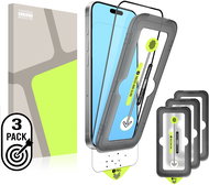 Tempered Glass Protector for iPhone 16 Plus / 15 Plus + self-cleaning applicator (3 pack) - Glass Screen Protector