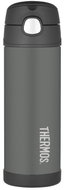 THERMOS FUNtainer Kids' Insulated Flask with Straw, 0.47L, Black - Children's Thermos