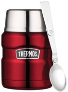 THERMOS Stainless King Food Flask 0.47L with Folding Spoon and Cup, Red - Insulated Food Jar