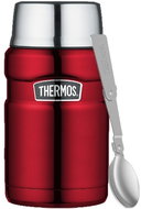 THERMOS Stainless King 0.71L Food Flask with Folding Spoon and Cup, Red - Insulated Food Jar