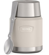 THERMOS ICON 0.47L Food Flask with Folding Spoon and Cup, Sandstone - Insulated Food Jar