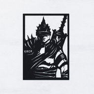 Černý kovový obraz Warrior - 89 × 62 cm - Painting