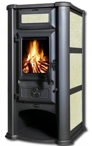 TIM SISTEM Lederata ECO, beige, 8,1 kW, flue 120 mm - Wood Stove - Main image