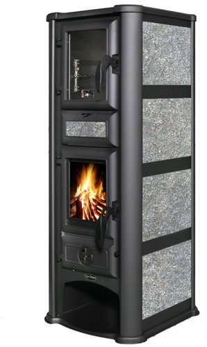TIM SISTEM Lederata Plus ECO 8,2 kW, grey, flue 120 mm - Wood Stove - Main image