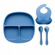 Children's silicone colour set with plate - Pastel blue - Children's Bowl
