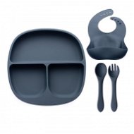 Children's silicone colour set with plate - Steel grey - Children's Bowl