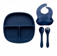 Children's silicone colour set with plate - Dark blue - Children's Bowl