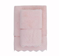 Soft Cotton Towel FREYA with lace 50 × 100 cm, pink - Towel