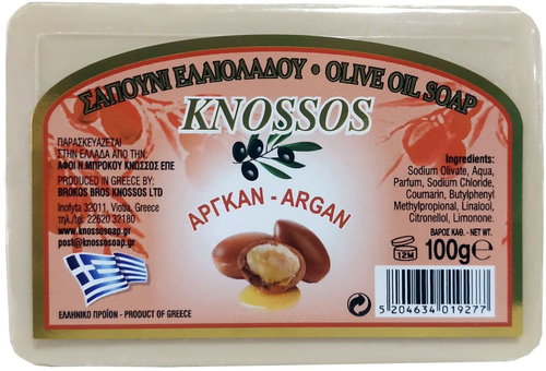 KNOSSOS Greek olive soap with the scent of argan 100 g - Bar Soap - Main image