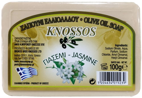 KNOSSOS Greek olive soap with the scent of jasmine 100 g - Bar Soap - Main image