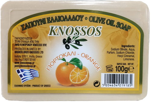 KNOSSOS Greek olive soap with the scent of orange 100 g - Bar Soap - Main image