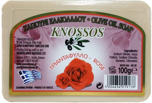 KNOSSOS Greek olive soap with the scent of roses 100 g - Bar Soap - Main image