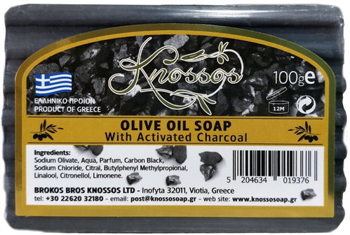 KNOSSOS Greek black olive soap with activated carbon 100 g - Bar Soap - Main image